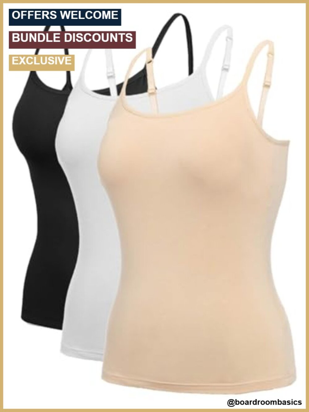 Women's Camisole with Built-in Padded Bra Adjustable Strap Tank Top
